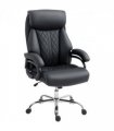 HOMCOM PU Leather Office Chair with Spring Padding, Swivel Wheels, Black