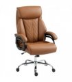 HOMCOM PU Leather Office Chair with Spring Padding, Swivel Wheels, Brown