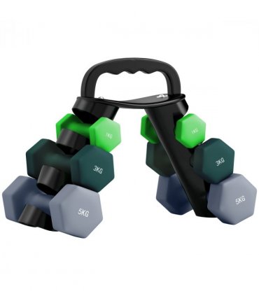 SPORTNOW Dumbbells Set with Storage Rack, 2 x 1kg, 2 x 3kg, 2 x 5kg, Green — Colour: Light green, turquoise and grey