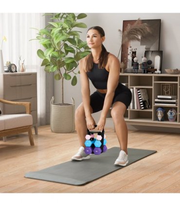 SPORTNOW Dumbbells Set with Storage Rack, 2 x 1kg, 2 x 3kg, 2 x 5kg, Pink — Colour: Pink, light blue and purple