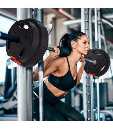 SPORTNOW Olympic Weight Plates Set for Home Gym, 2 x 7.5kg, 2 x 5kg, Black — Size: F30 x 5.5 cm