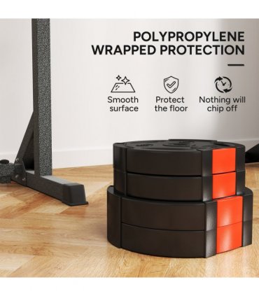 SPORTNOW Olympic Weight Plates Set for Home Gym, 2 x 7.5kg, 2 x 5kg, Black — Size: F30 x 5.5 cm