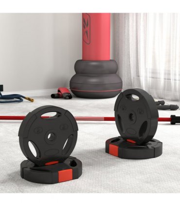 SPORTNOW Olympic Weight Plates Set for Home Gym, 2 x 7.5kg, 2 x 5kg, Black — Size: F30 x 5.5 cm