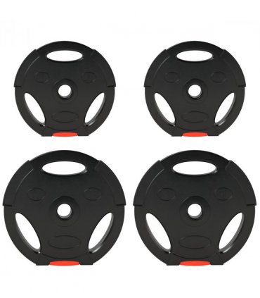 SPORTNOW Olympic Weight Plates Set for Home Gym, 2 x 10kg, 2 x 5kg, Black — Size: F34 x 6 cm