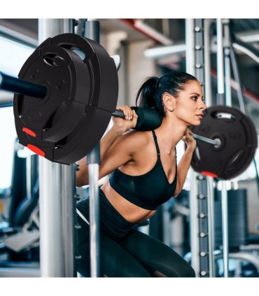 SPORTNOW Olympic Weight Plates Set for Home Gym, 2 x 10kg, 2 x 5kg, Black — Size: F34 x 6 cm