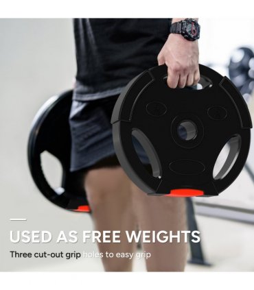 SPORTNOW Olympic Weight Plates Set for Home Gym, 2 x 10kg, 2 x 5kg, Black — Size: F34 x 6 cm