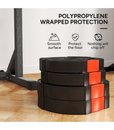 SPORTNOW Olympic Weight Plates Set for Home Gym, 2 x 10kg, 2 x 5kg, Black — Size: F34 x 6 cm