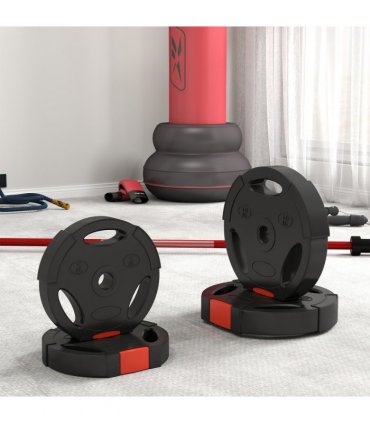 SPORTNOW Olympic Weight Plates Set for Home Gym, 2 x 10kg, 2 x 5kg, Black — Size: F34 x 6 cm
