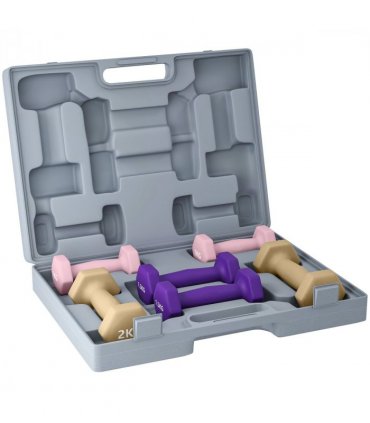 SPORTNOW 9kg Hex Dumbbells S — Colour: Pink, purple and brown, Size: 8H x 30D x 41W cm, Model: 9kg (2 x 1kg, 2 x 1.5kg, 2 x 2kg)