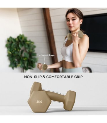 SPORTNOW 12kg Hex Dumbbells S — Colour: Pink, purple and brown, Size: 8H x 30D x 41W cm, Model: 12kg (2 x 1kg, 2 x 2kg, 2 x 3kg)