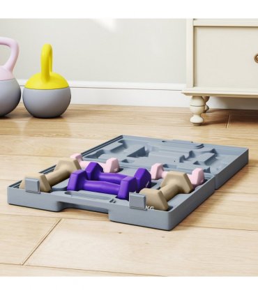 SPORTNOW 12kg Hex Dumbbells S — Colour: Pink, purple and brown, Size: 8H x 30D x 41W cm, Model: 12kg (2 x 1kg, 2 x 2kg, 2 x 3kg)