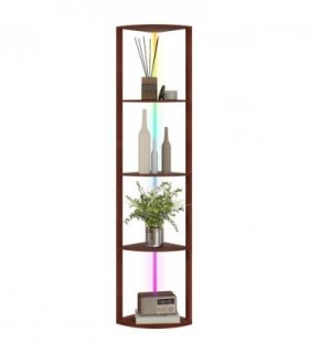 HOMCOM RGB LED Floor Lamp with Shelves and Remote Control for Living Room — Colour: Brown
