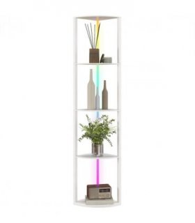 HOMCOM RGB LED Floor Lamp with Shelves and Remote Control for Living Room — Colour: White