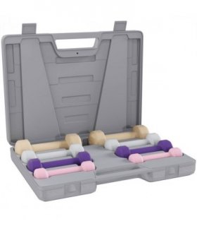 HOMCOM 10kg Dumbbell Weights Set with Carry Case, Pink, Purple, Grey, Brown — Size: 41W x 30D x 8H cm