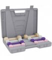 HOMCOM 10kg Dumbbell Weights Set with Carry Case, Pink, Purple, Grey, Brown — Size: 41W x 30D x 8H cm