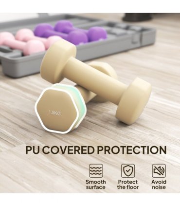 HOMCOM 6kg Dumbbell Set, Weights Fitness Dumbbells, Pink, Purple, Brown — Size: 43L x 18W x 7.5Hcm