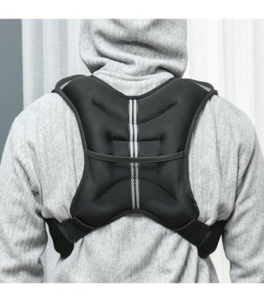 HOMCOM 5KG Weighted Vest with Adjustable Straps, Pocket, Reflective Strips — Colour: Black, Size: 40L x 35W cm