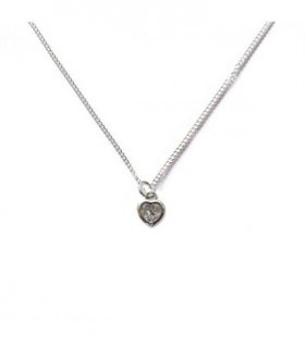 Cubic Zirconia Heart Silver Necklace — Size: 16 INCH