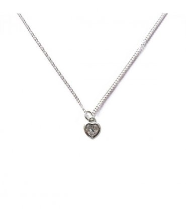Cubic Zirconia Heart Silver Necklace — Size: 16 INCH