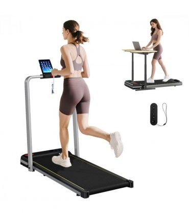 SPORTNOW Folding Treadmill Under Desk Walking Pad with Incline, Silver Tone