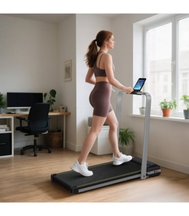 SPORTNOW Folding Treadmill Under Desk Walking Pad with Incline, Silver Tone