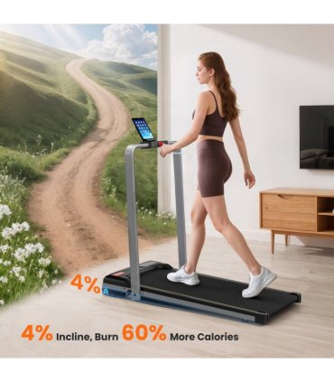 SPORTNOW Folding Treadmill Under Desk Walking Pad with Incline, Silver Tone