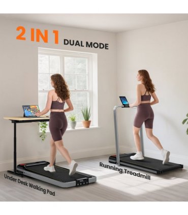 SPORTNOW Folding Treadmill Under Desk Walking Pad with Incline, Silver Tone