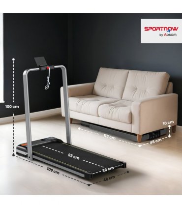 SPORTNOW Folding Treadmill Under Desk Walking Pad with Incline, Silver Tone
