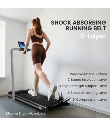 SPORTNOW Folding Treadmill Under Desk Walking Pad with Incline, Silver Tone