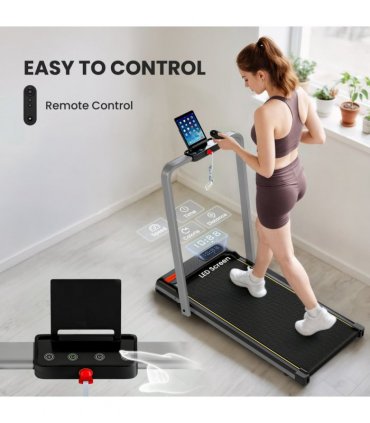 SPORTNOW Folding Treadmill Under Desk Walking Pad with Incline, Silver Tone