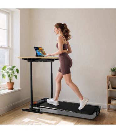 SPORTNOW Folding Treadmill Under Desk Walking Pad with Incline, Silver Tone