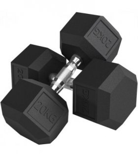 HOMCOM 40KG Rubber Hex Dumbbell Portable Hand Weights Home Gym — Size: 16.6 x 16.6 x 35.6 cm