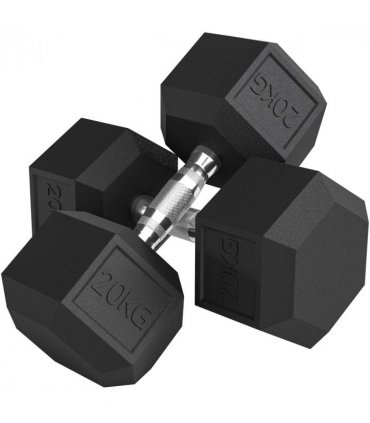 HOMCOM 40KG Rubber Hex Dumbbell Portable Hand Weights Home Gym — Size: 16.6 x 16.6 x 35.6 cm