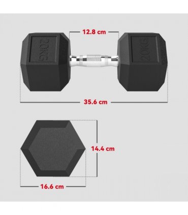HOMCOM 40KG Rubber Hex Dumbbell Portable Hand Weights Home Gym — Size: 16.6 x 16.6 x 35.6 cm
