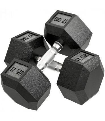 HOMCOM 35KG Rubber Hex Dumbbell Portable Hand Weights Home Gym — Size: 17.5 x 17.5 x 34.6 cm