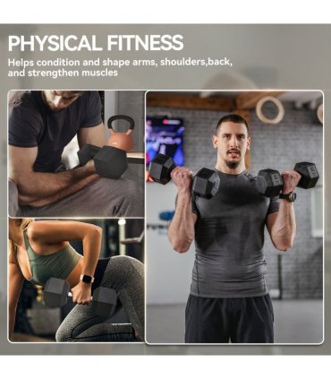 HOMCOM 35KG Rubber Hex Dumbbell Portable Hand Weights Home Gym — Size: 17.5 x 17.5 x 34.6 cm