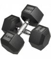 HOMCOM 25KG Rubber Hex Dumbbell Portable Hand Weights for Home Gym — Size: 14.8 x 14.8 x 32.6 cm