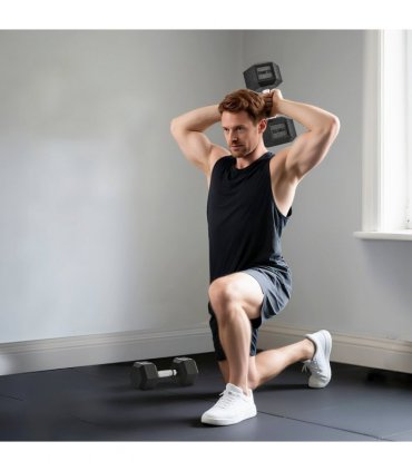 HOMCOM 25KG Rubber Hex Dumbbell Portable Hand Weights for Home Gym — Size: 14.8 x 14.8 x 32.6 cm