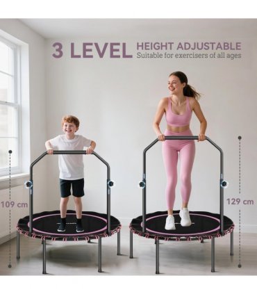 SPORTNOW 40'' Foldable Fitness Trampoline Rebounder with Handle, Pink