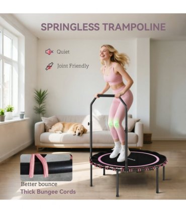 SPORTNOW 40'' Foldable Fitness Trampoline Rebounder with Handle, Pink