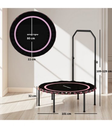 SPORTNOW 40'' Foldable Fitness Trampoline Rebounder with Handle, Pink
