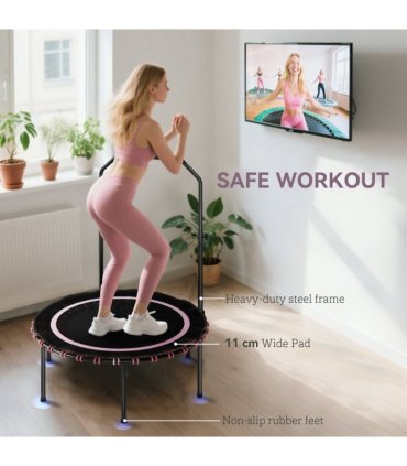 SPORTNOW 40'' Foldable Fitness Trampoline Rebounder with Handle, Pink