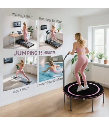SPORTNOW 40'' Foldable Fitness Trampoline Rebounder with Handle, Pink