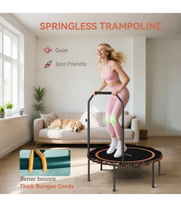 SPORTNOW 40'' Foldable Fitness Trampoline Rebounder with Handle, Orange