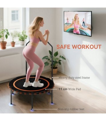 SPORTNOW 40'' Foldable Fitness Trampoline Rebounder with Handle, Orange