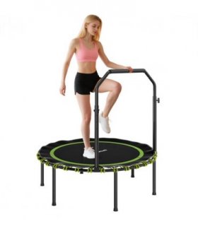 SPORTNOW 40'' Foldable Fitness Trampoline Rebounder with Handle, Green