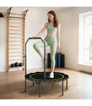 SPORTNOW 40'' Foldable Fitness Trampoline Rebounder with Handle, Green