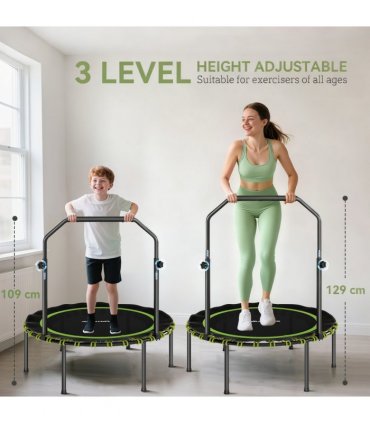 SPORTNOW 40'' Foldable Fitness Trampoline Rebounder with Handle, Green