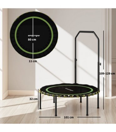 SPORTNOW 40'' Foldable Fitness Trampoline Rebounder with Handle, Green