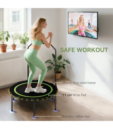 SPORTNOW 40'' Foldable Fitness Trampoline Rebounder with Handle, Green